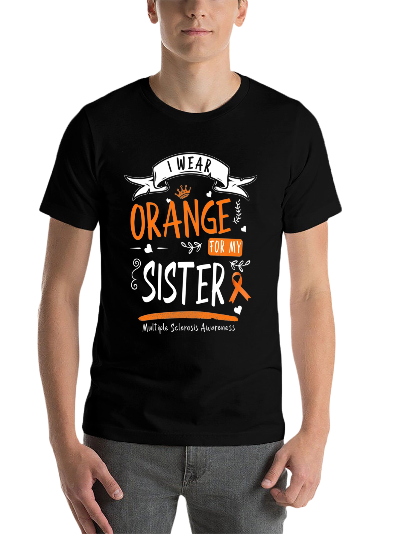 Black I Wear Orange For My Sister T-Shirt view 7