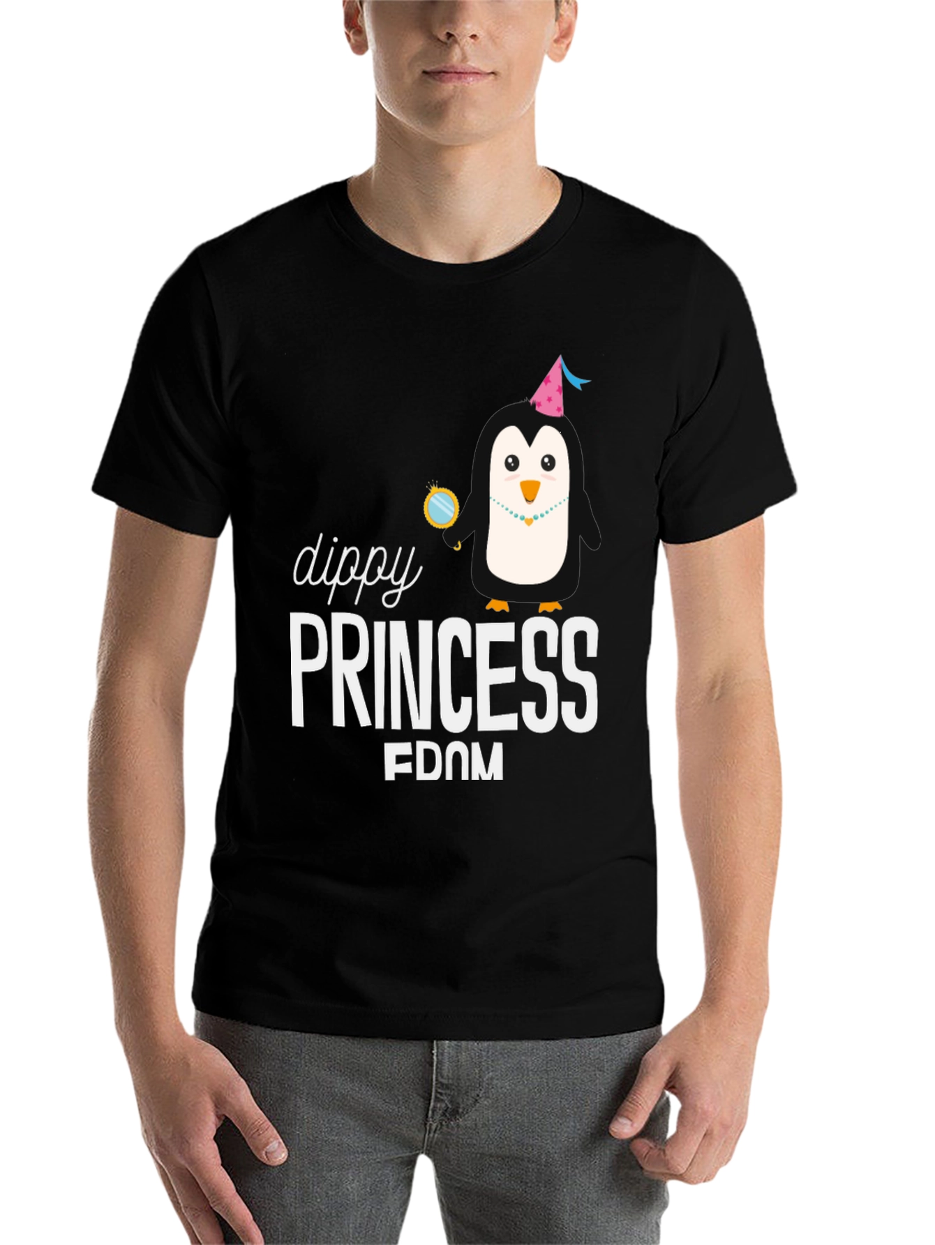 Black Dippy Princess Penguin Graphic T-Shirt view 7