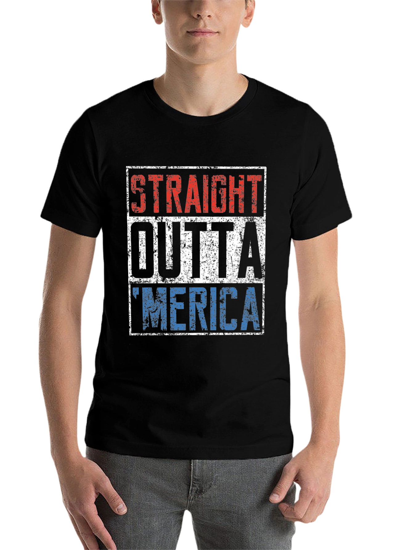 Black Straight Outta 'Merica T-Shirt view 7