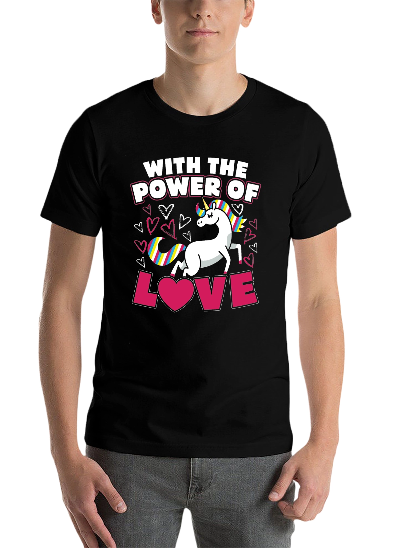 Black Unicorn Power of Love T-Shirt view 7