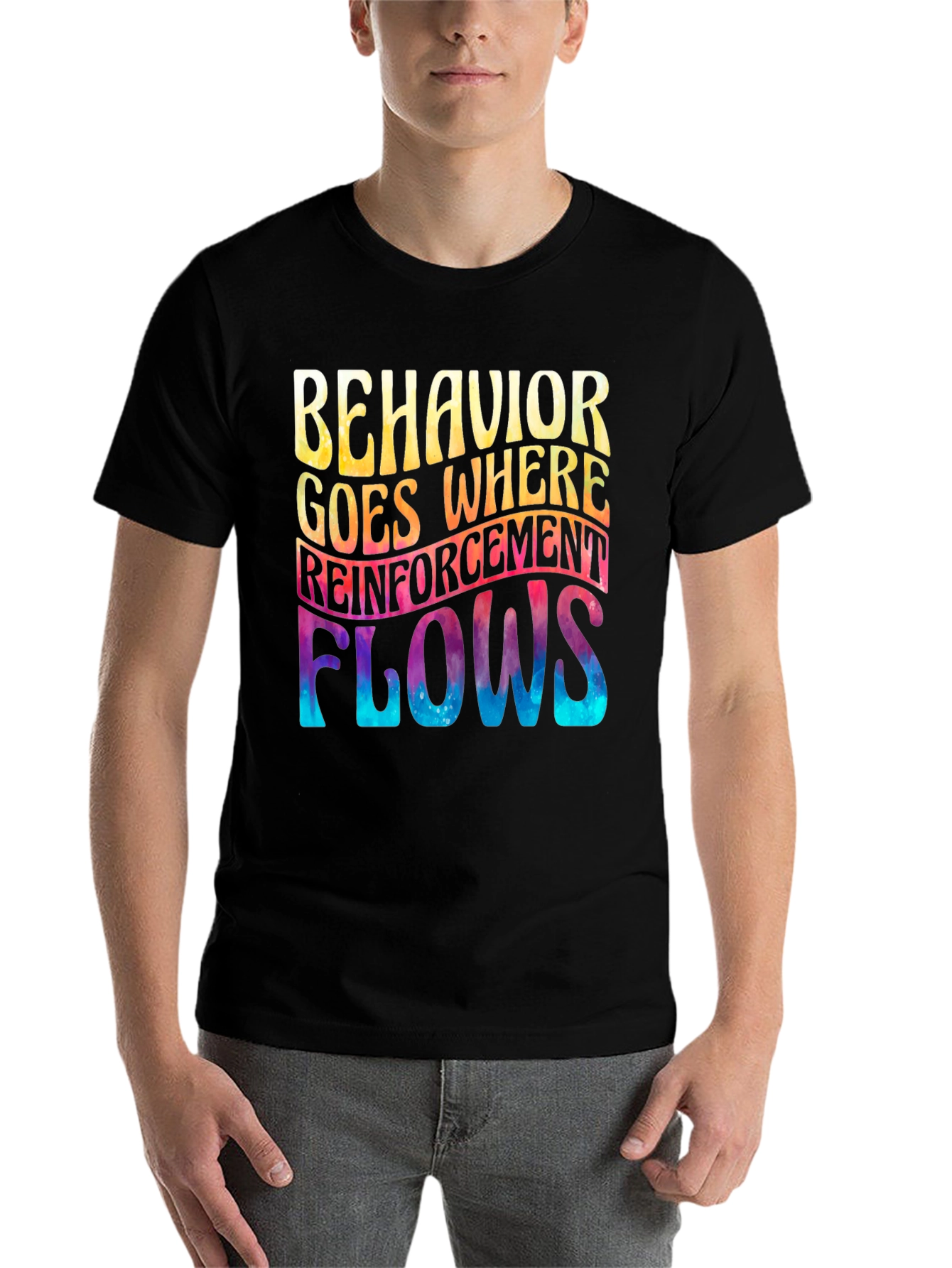 Black Behavior Reinforcement Flows Graphic Tee view 7