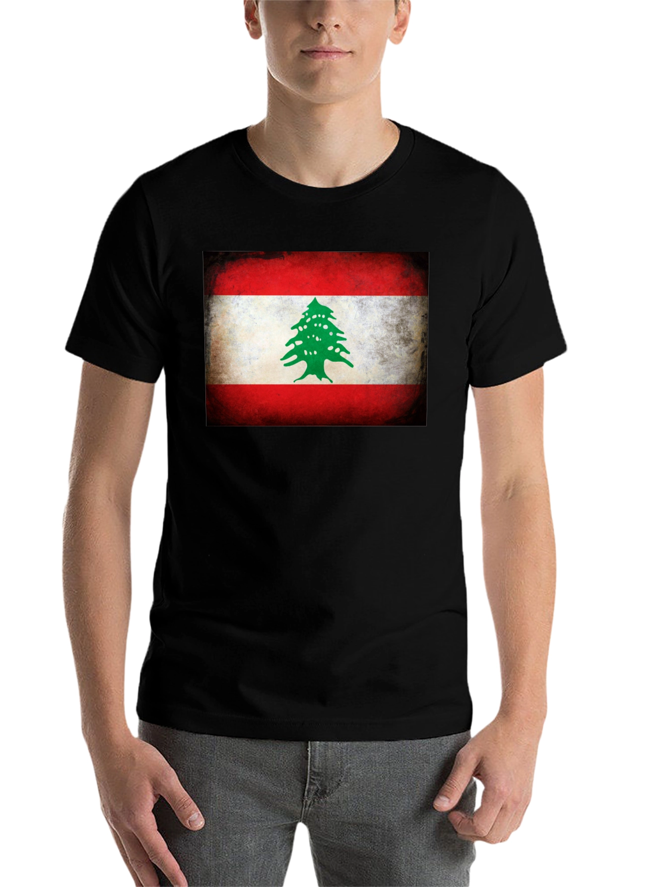 Black Lebanon Flag T-Shirt - Distressed Graphic Tee view 7