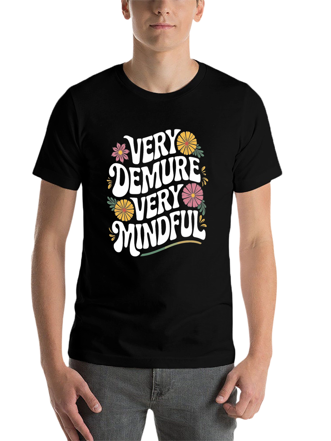 Black Very Demure Very Mindful Graphic Tee view 7