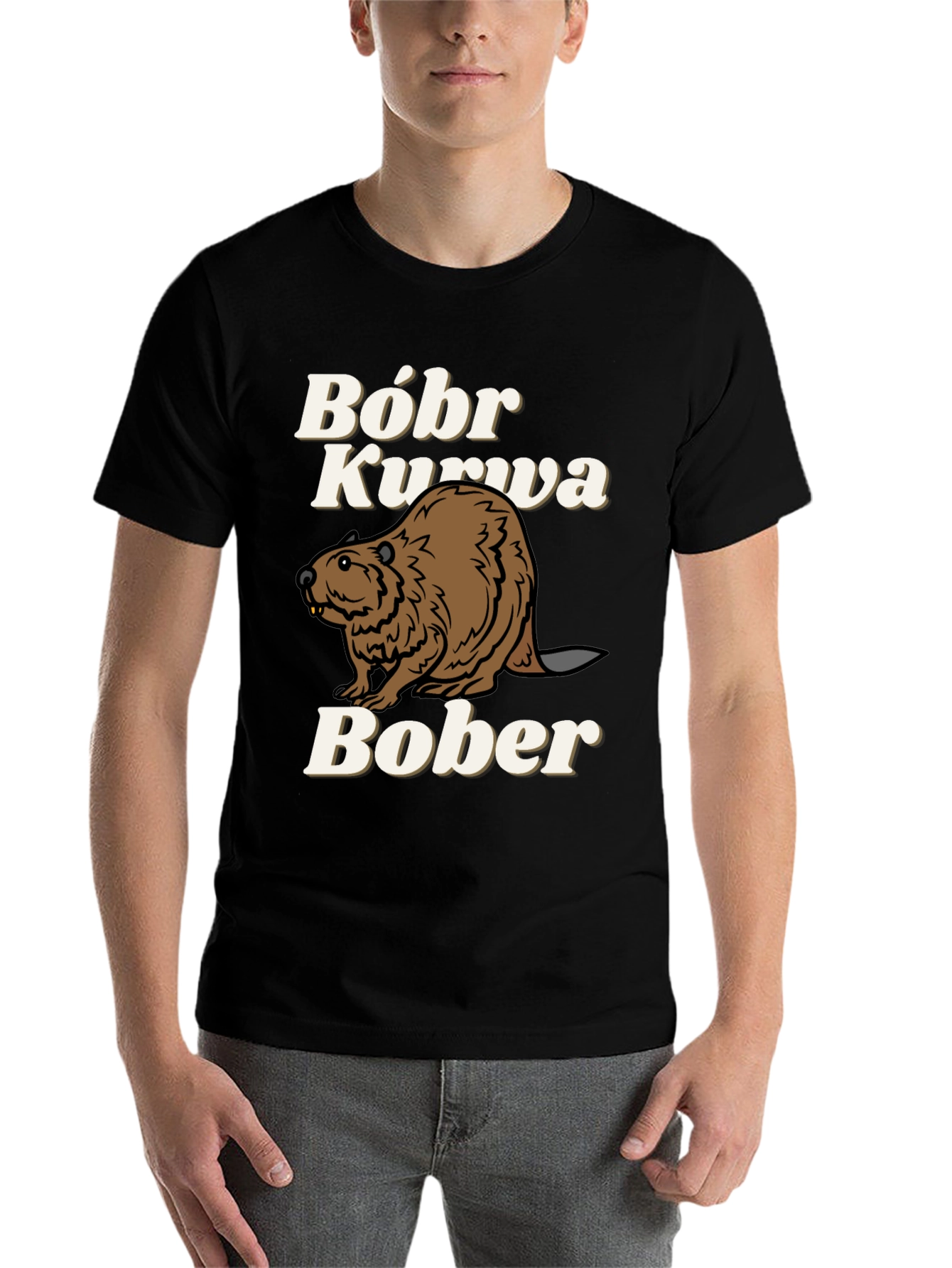 Black Bóbr Kurva Bober Funny Beaver T-Shirt view 7