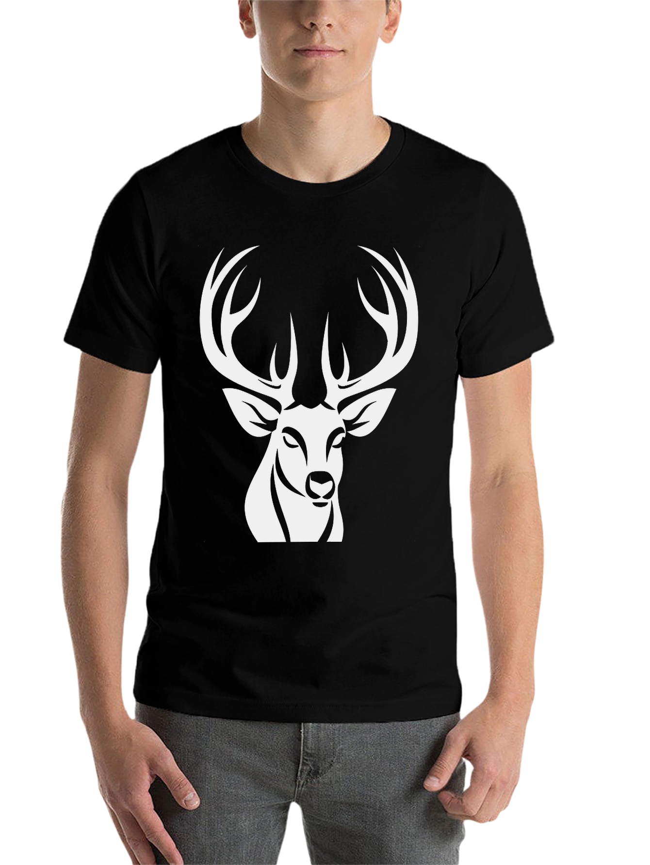 Black Deer Graphic Tee - Stylish Black Cotton Shirt view 7