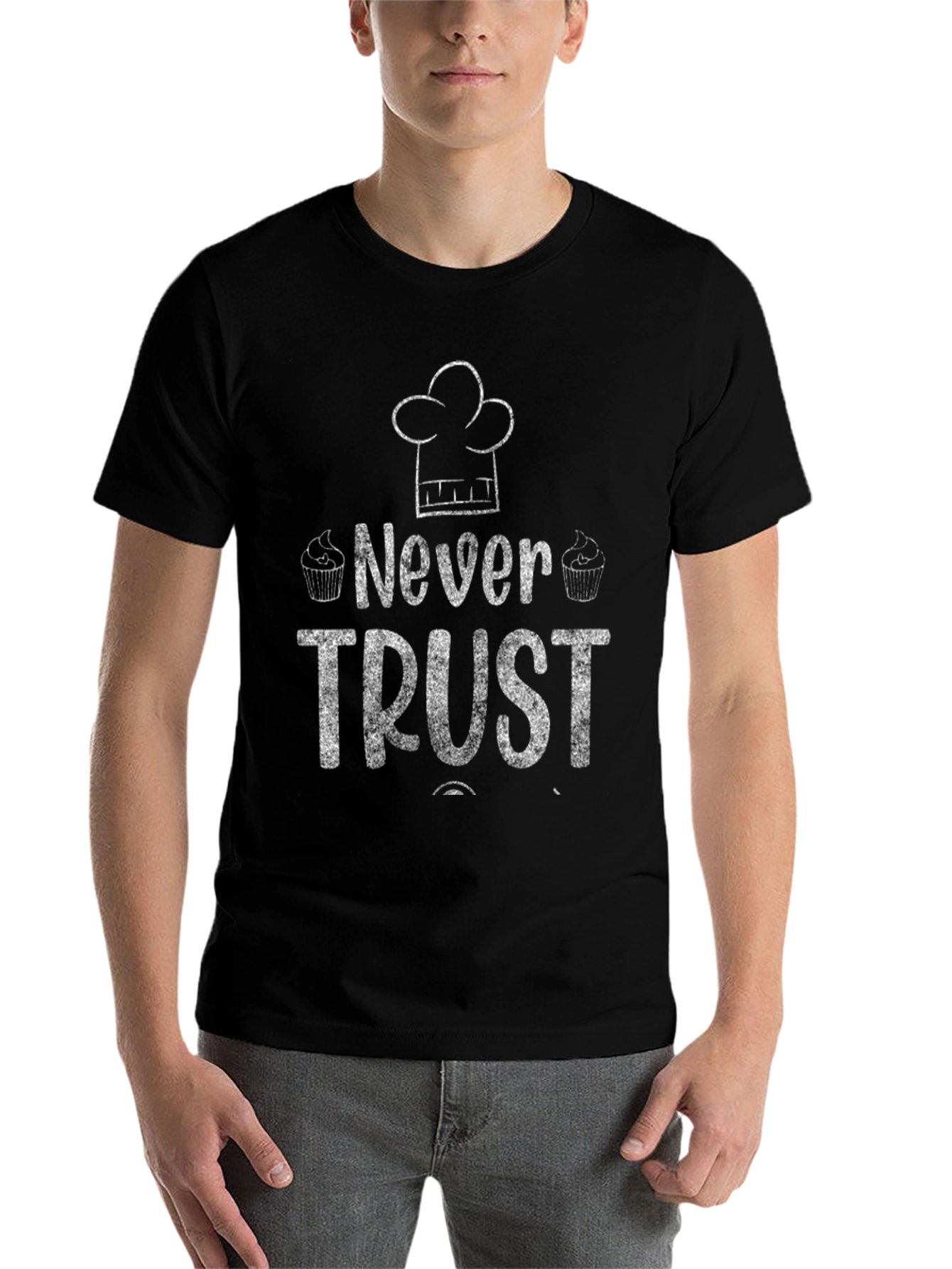 Black Never Trust a Baker T-Shirt - Funny Baking Gift view 7