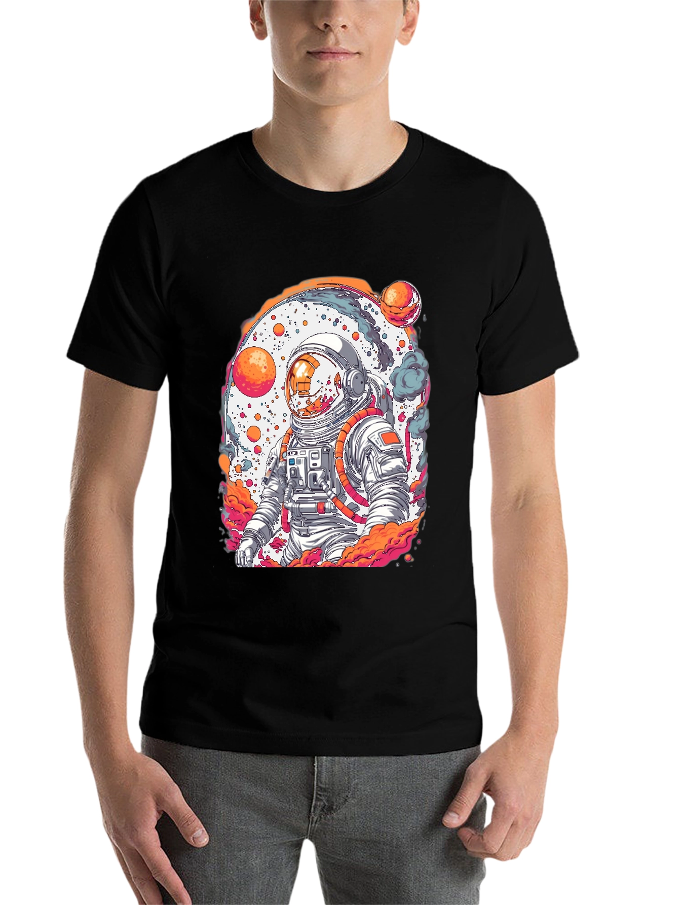 Black Astronaut Graphic Tee - Black Cotton Blend view 7