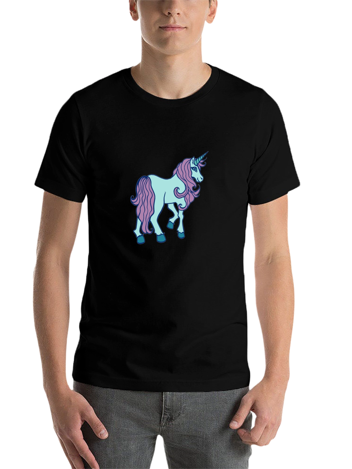 Unicorn Graphic Black T-Shirt - 7
