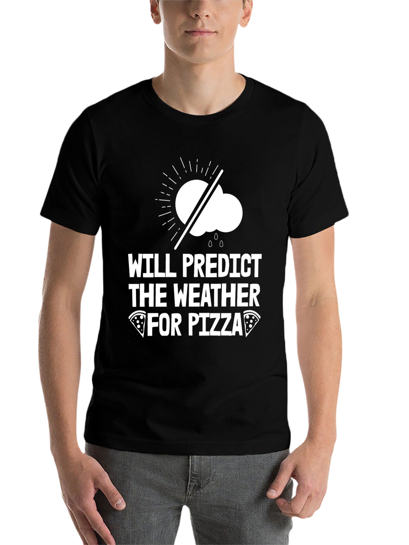 Black Weather Predictor Pizza Lover T-Shirt view 7
