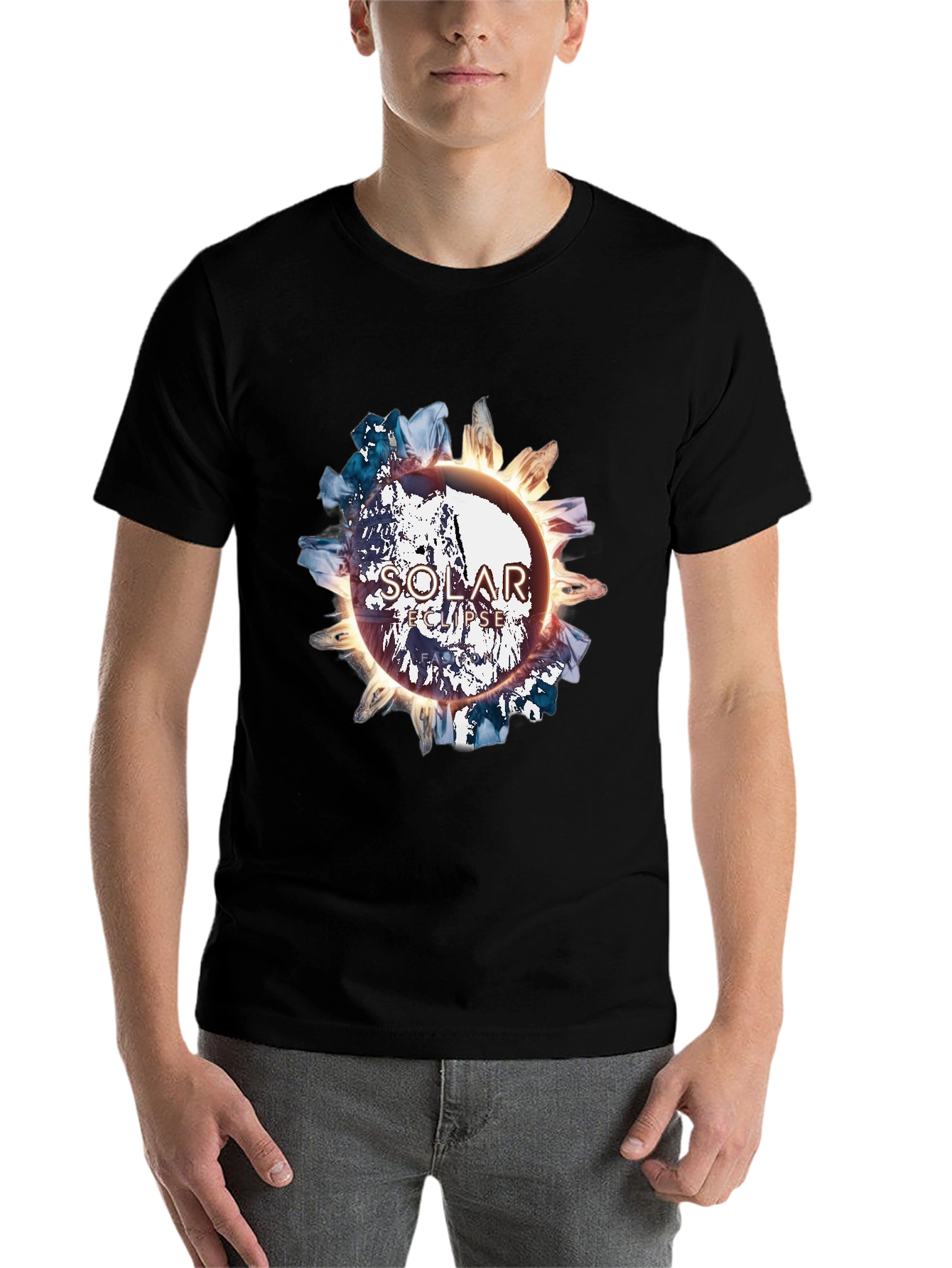 Black Solar Eclipse Graphic Tee - Black Cotton Blend view 7