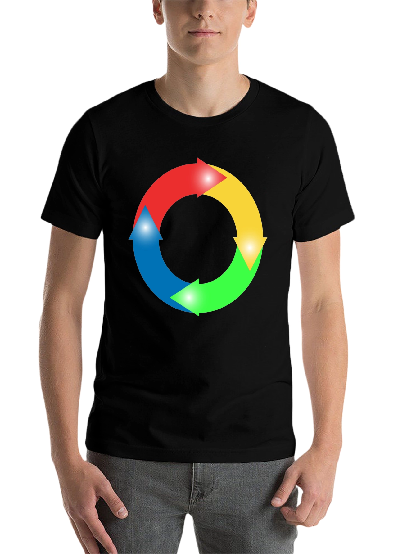 Black Circular Arrow Graphic Black T-Shirt view 7