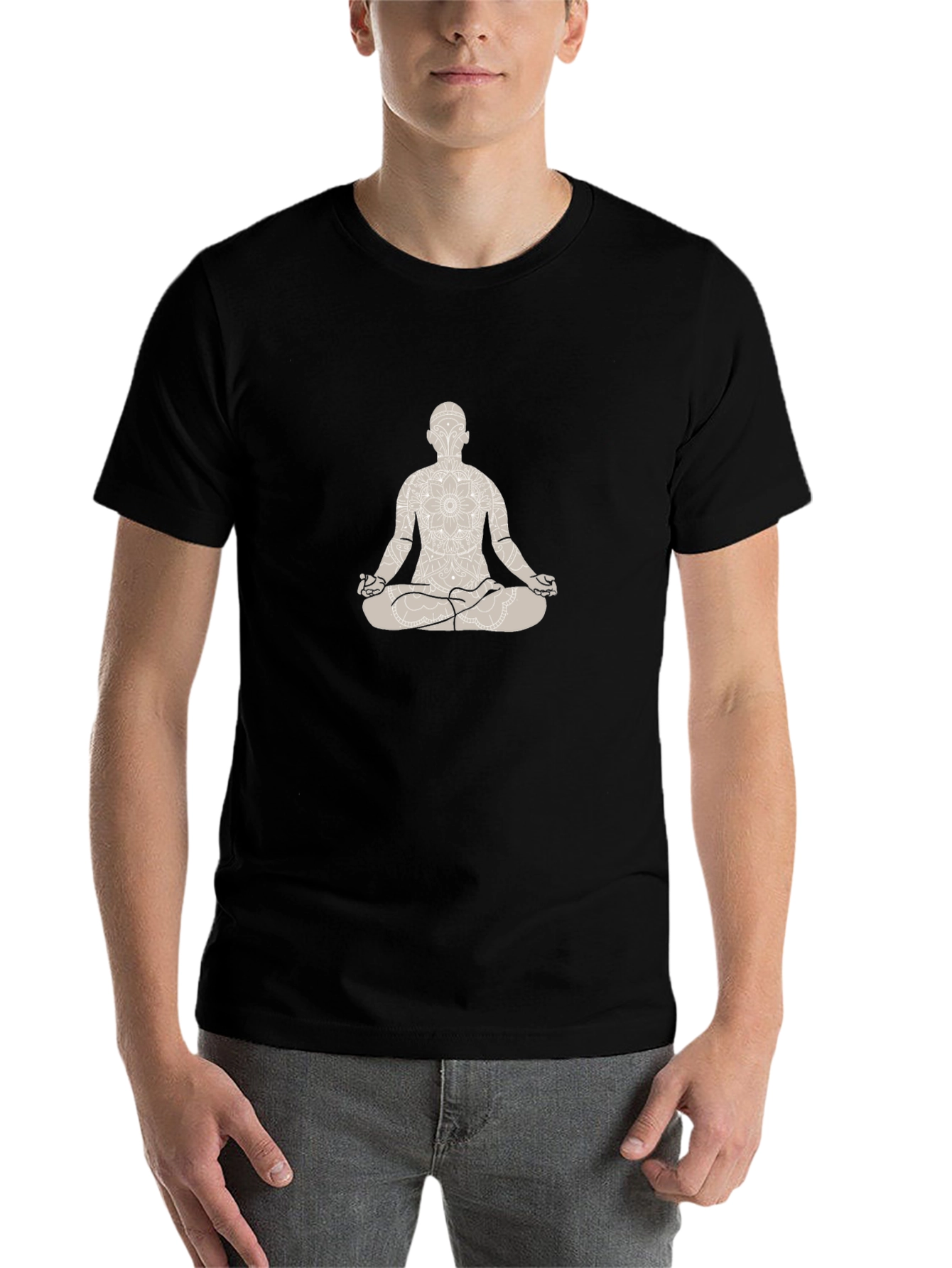 Black Meditative Man Graphic Tee - Black view 7