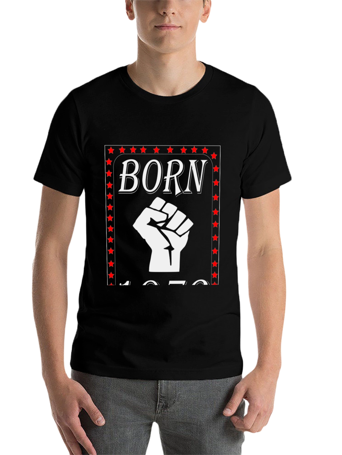 Black Born in the 70s T-Shirt, Fist Graphic Tee view 7