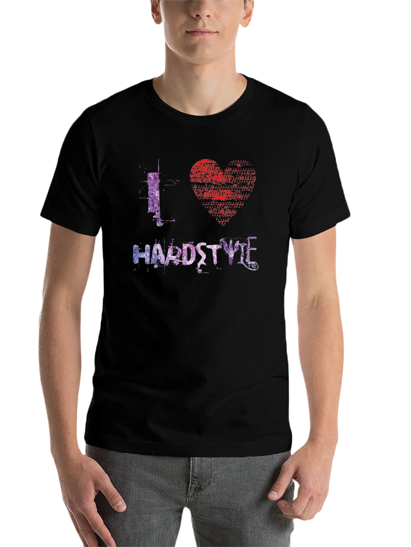 Black I Heart Hardstyle Graphic Black T-Shirt view 7