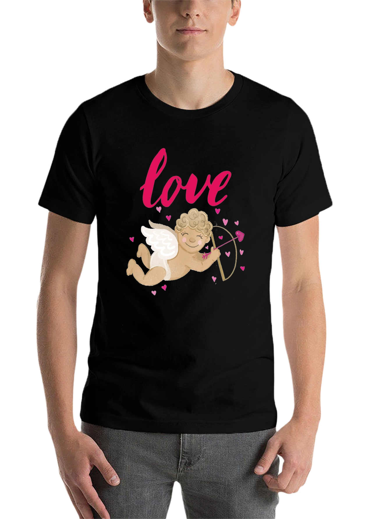 Black Love Cupid Valentine's Day Graphic T-Shirt view 7