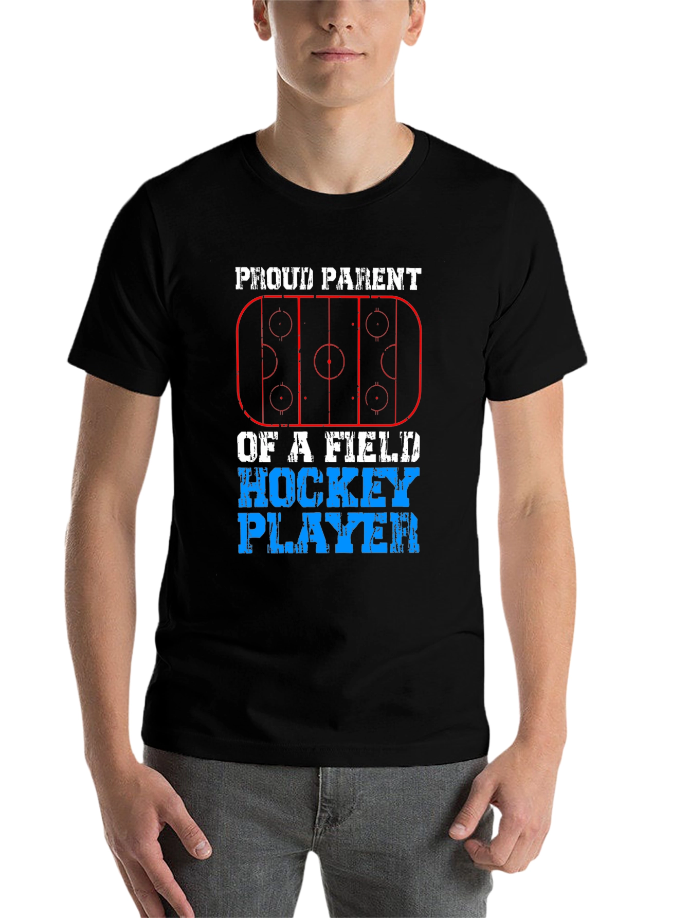 Black Proud Parent Field Hockey Player Black T-Shirt view 7