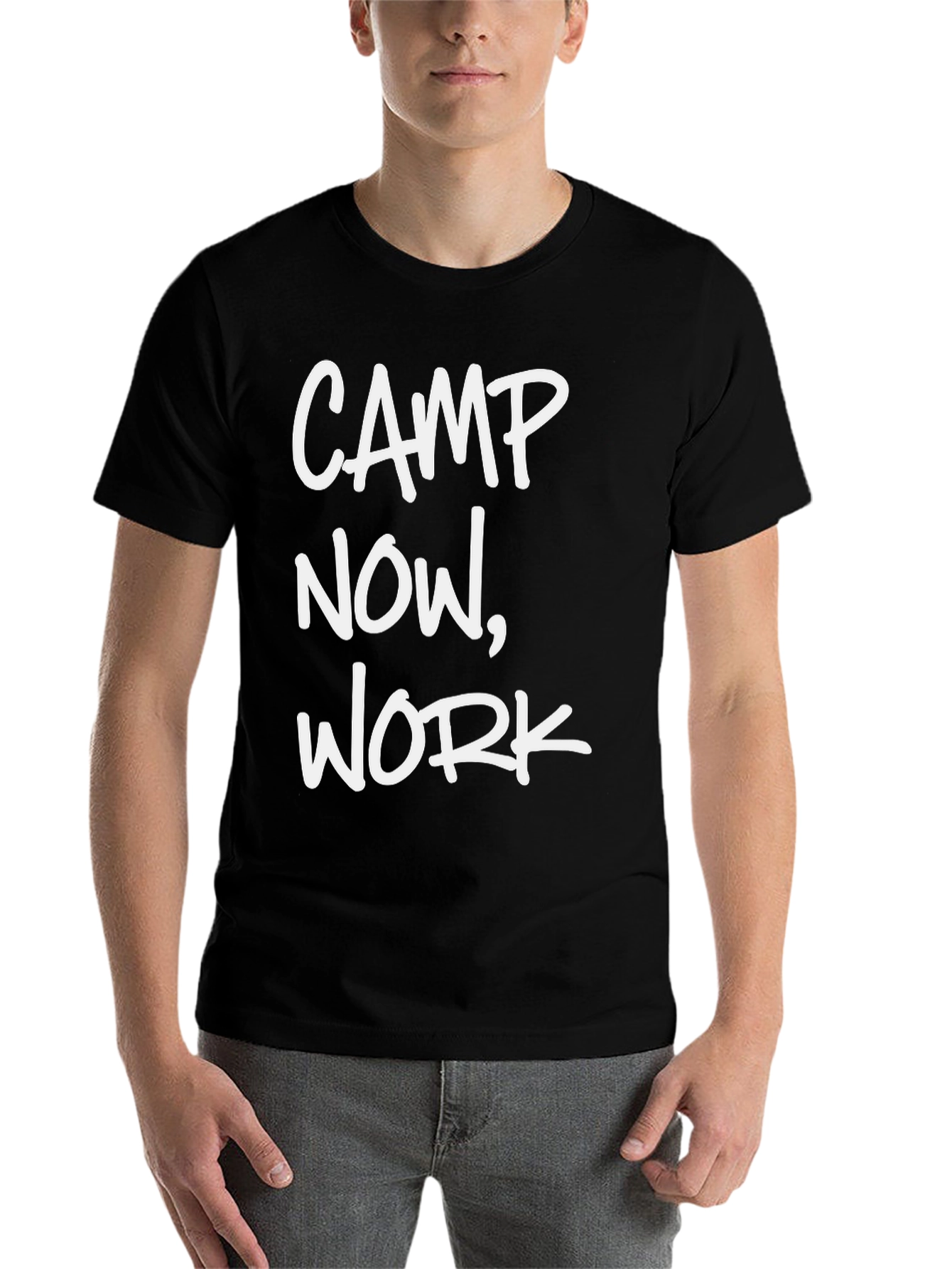Black Camp Now, Work Later Black Graphic Tee view 7