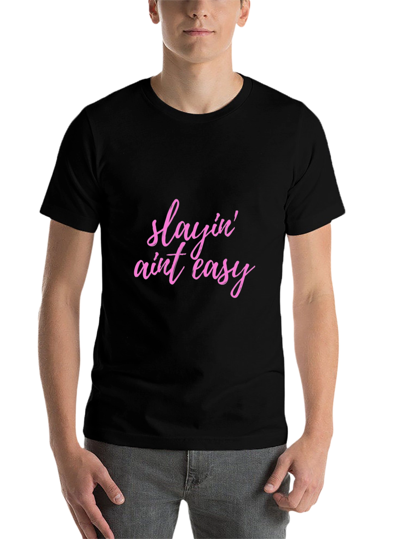 Black Slayin' Ain't Easy Black T-Shirt view 7