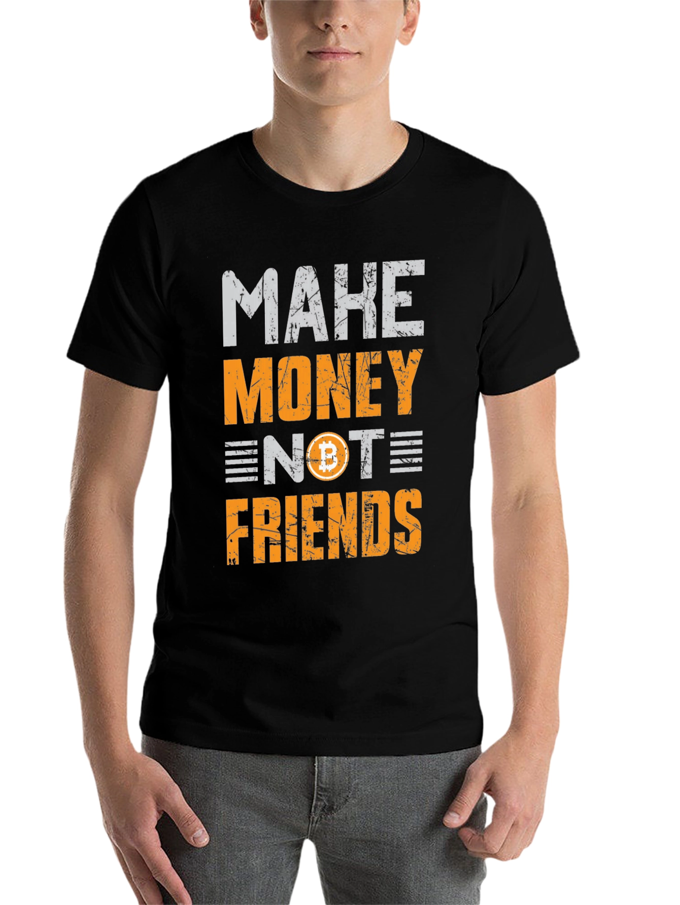 Black Make Money Not Friends Bitcoin Black T-Shirt view 7