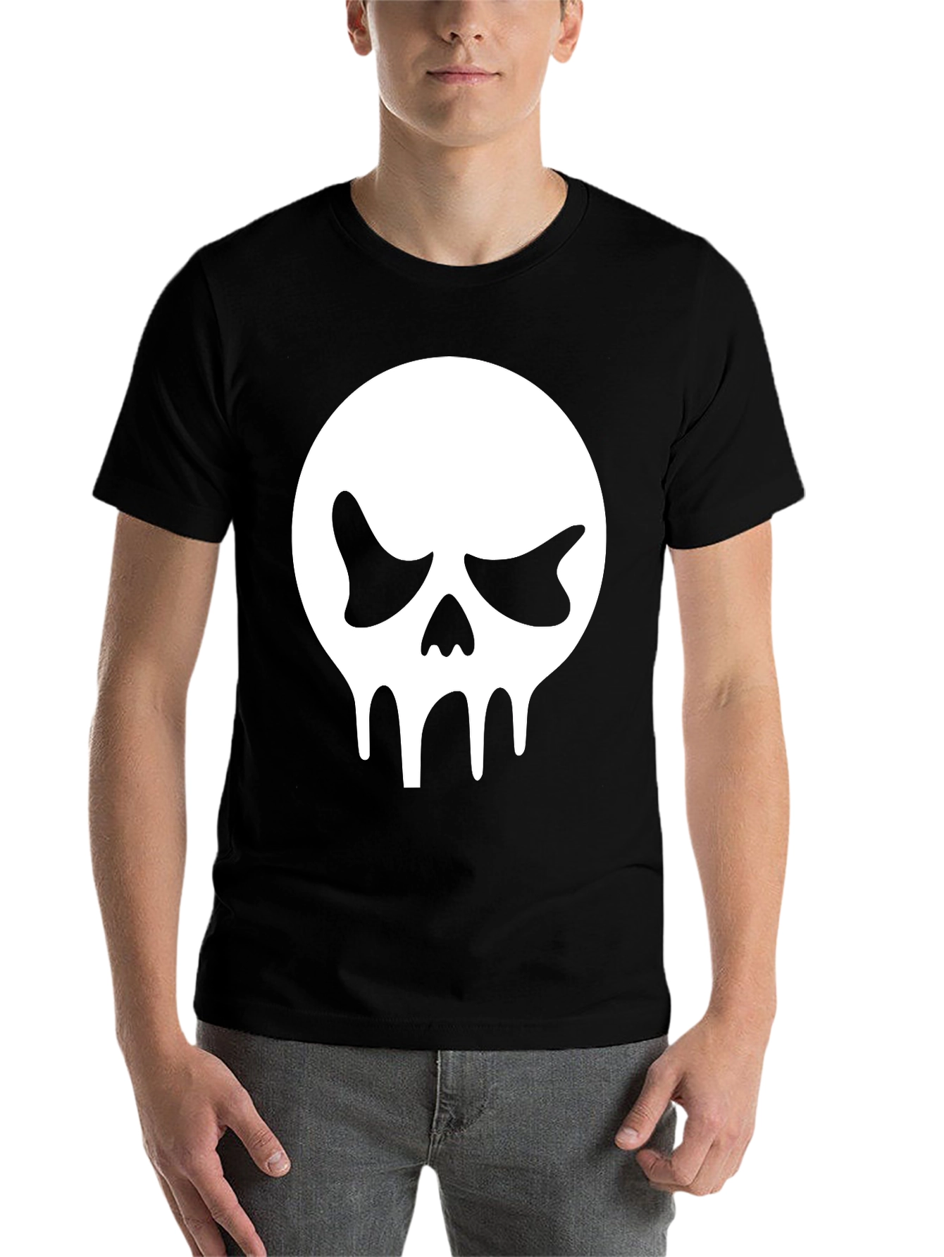 Black Skull Graphic Tee - Black Cotton T-Shirt view 7