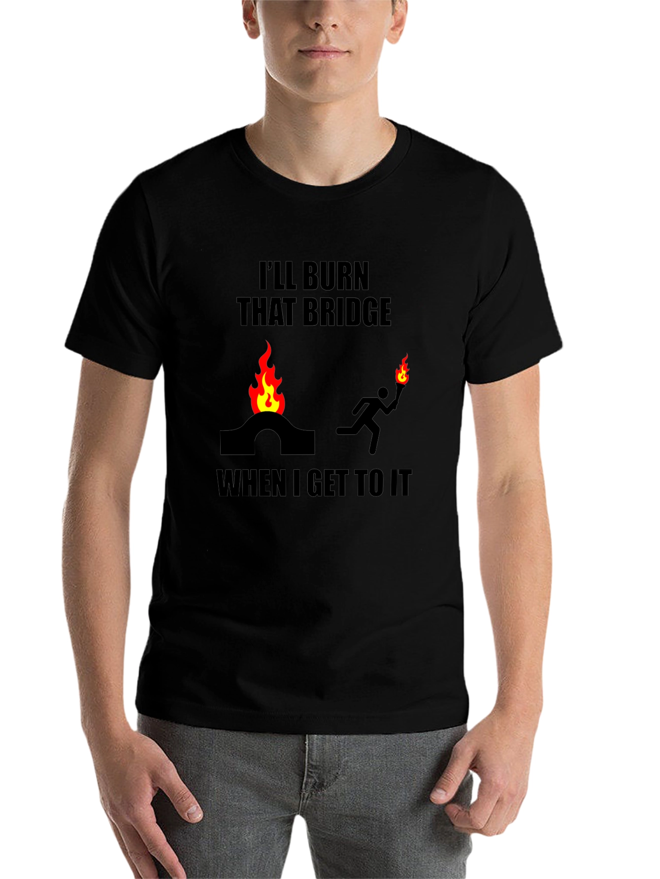 Black Burn That Bridge T-Shirt Funny Slogan Tee view 7