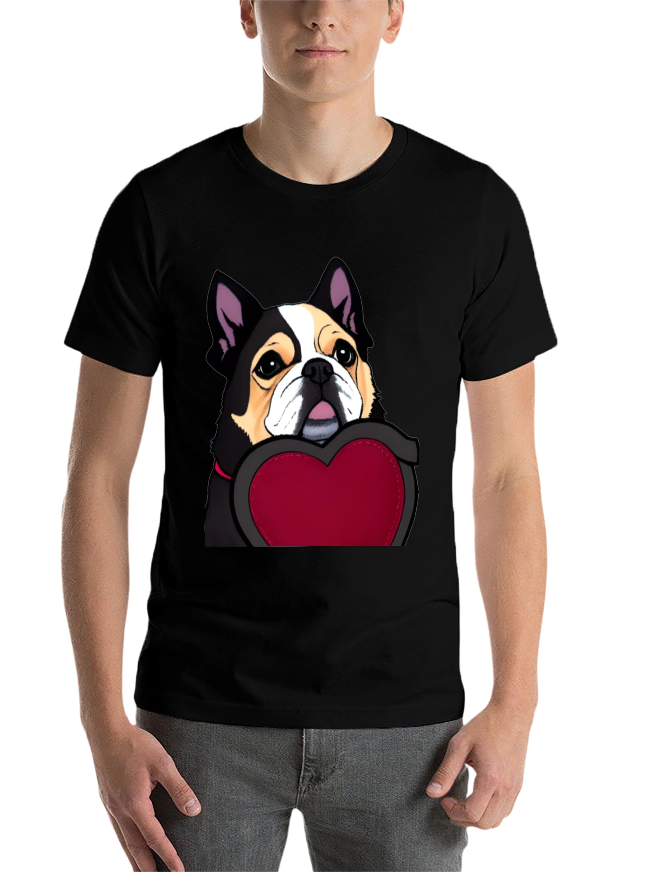 Black Dog with Heart Graphic Tee view 7