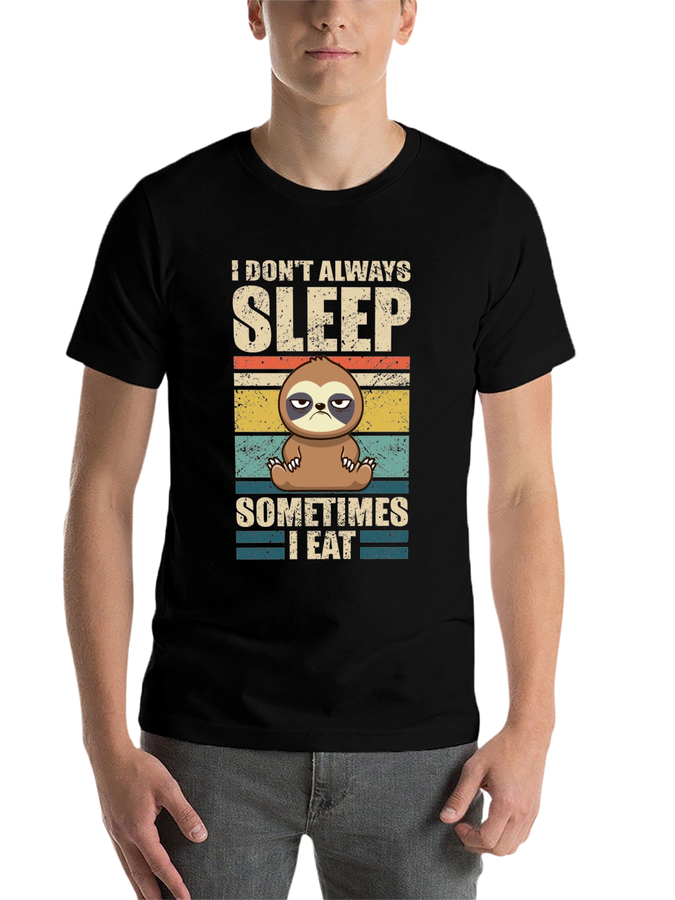 Black Funny Sloth T-Shirt - I Don't Always Sleep view 7
