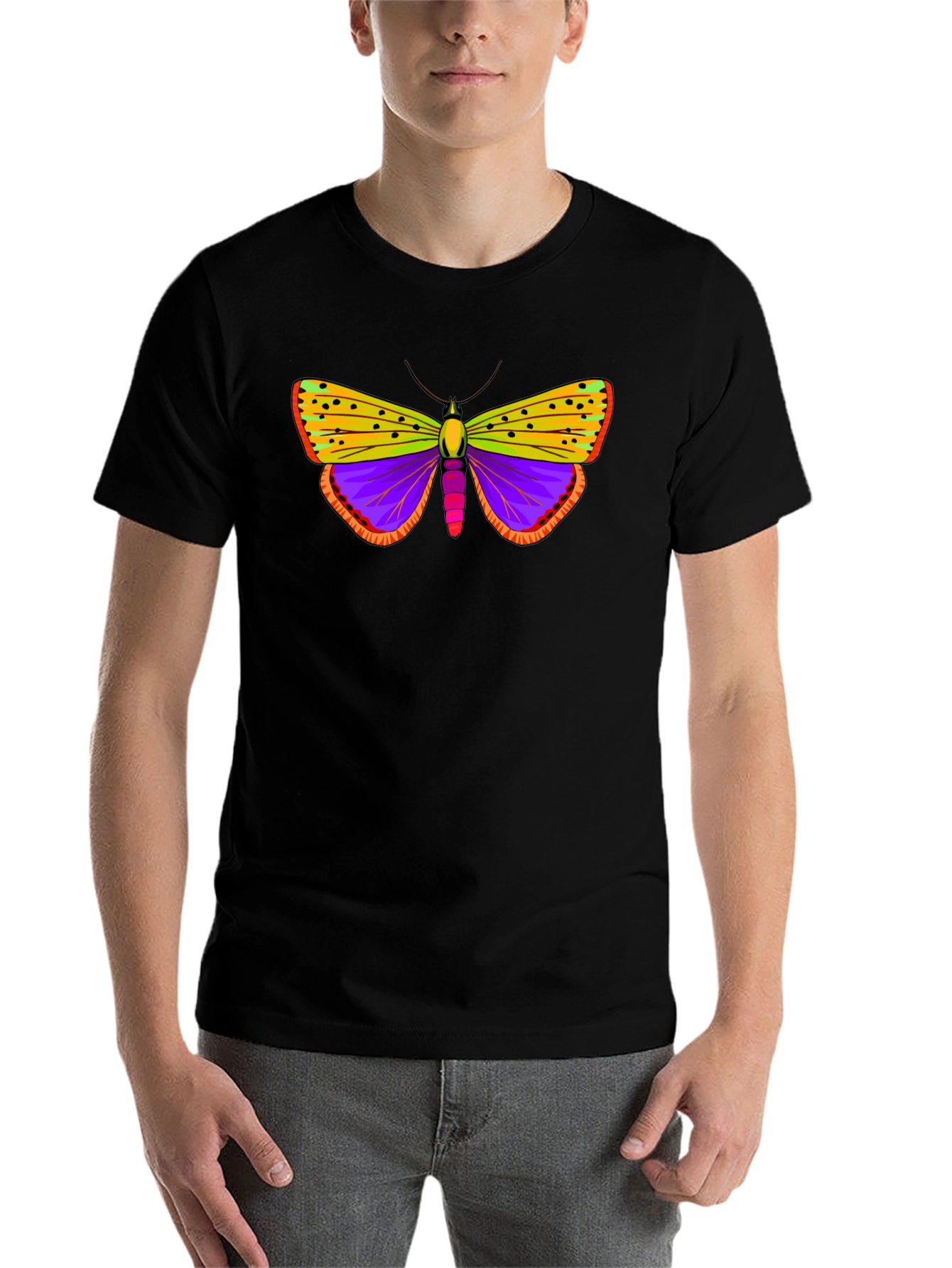 Black Butterfly Graphic Print Black T-Shirt view 7