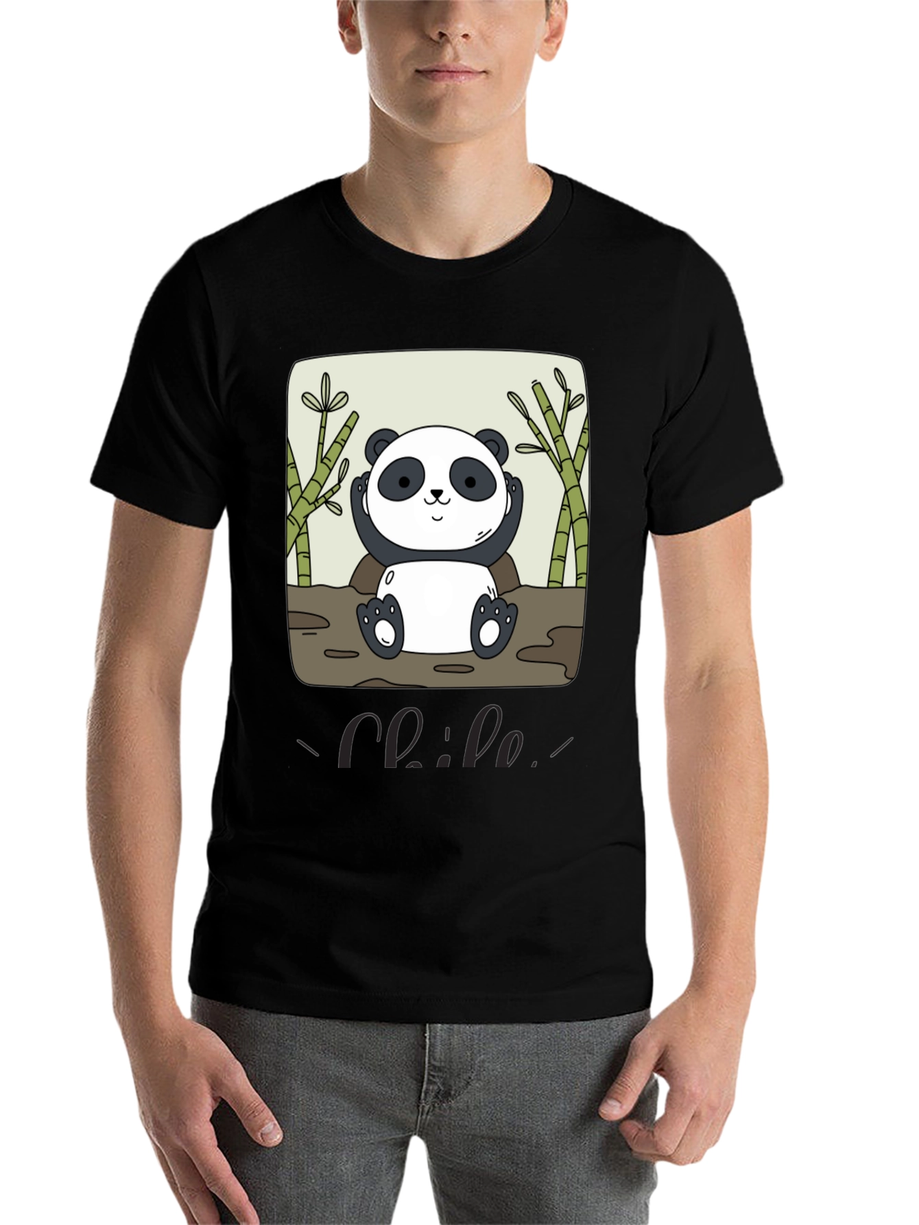 Black Panda Graphic Print T-Shirt - Casual Style view 7