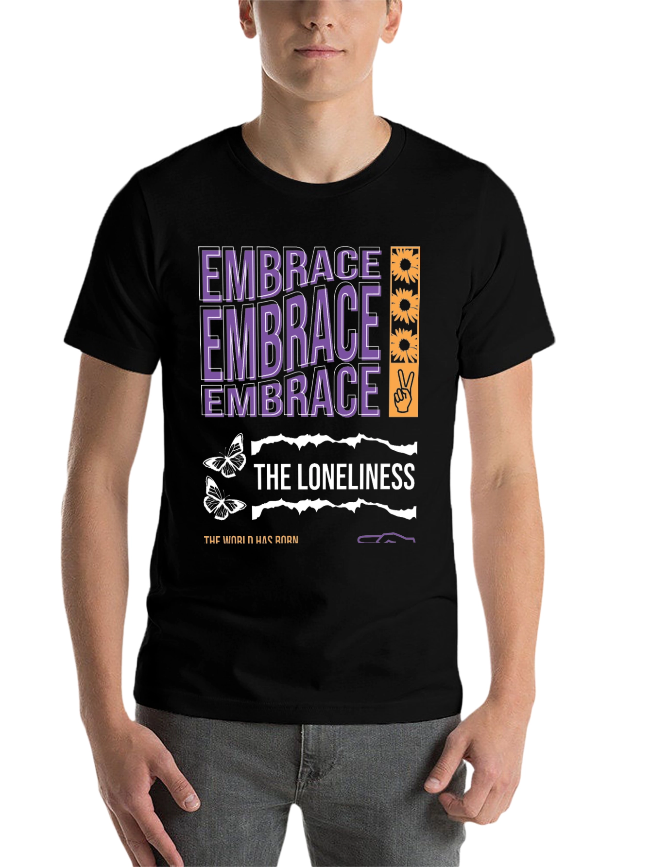Black Embrace Loneliness Graphic Tee view 7