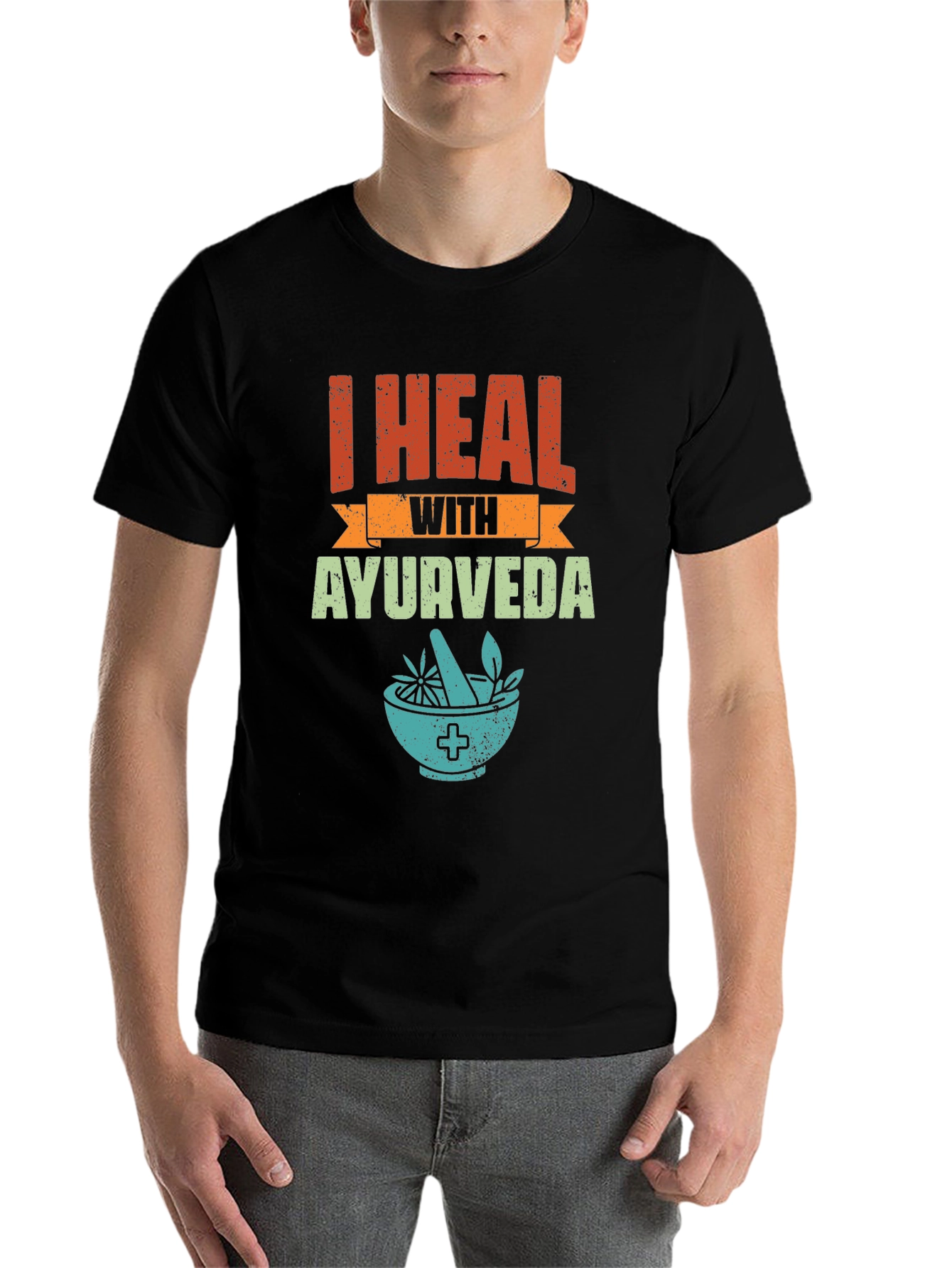 Black I Heal With Ayurveda Graphic Tee view 7