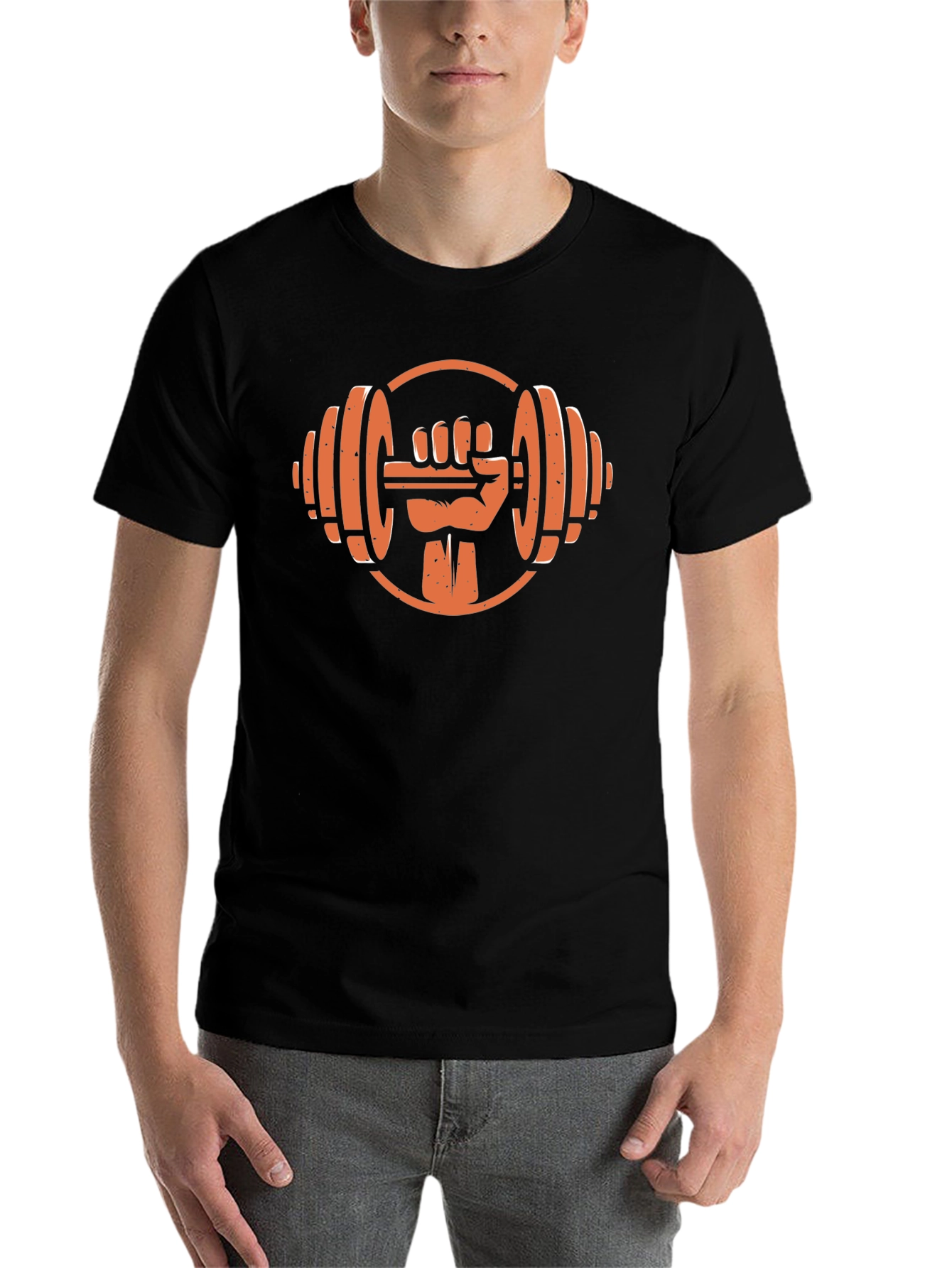 Black Workout Hand Dumbbell Graphic T-Shirt view 7