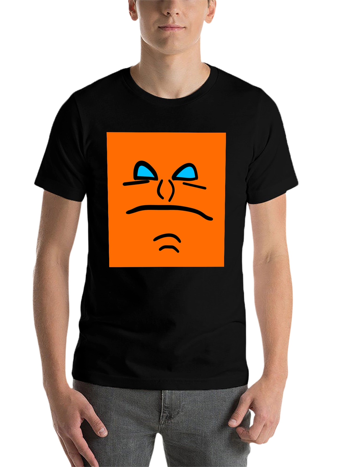 Black Orange Face Graphic Tee - Black view 7