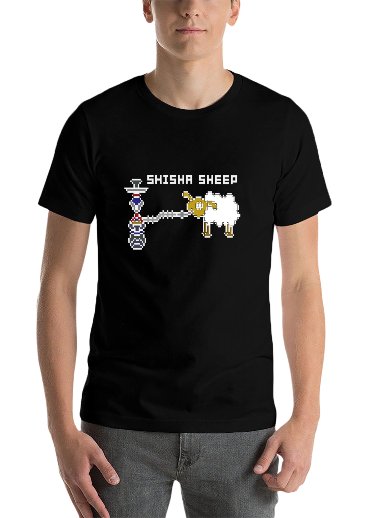 Black Shisha Sheep Graphic Black T-Shirt view 7