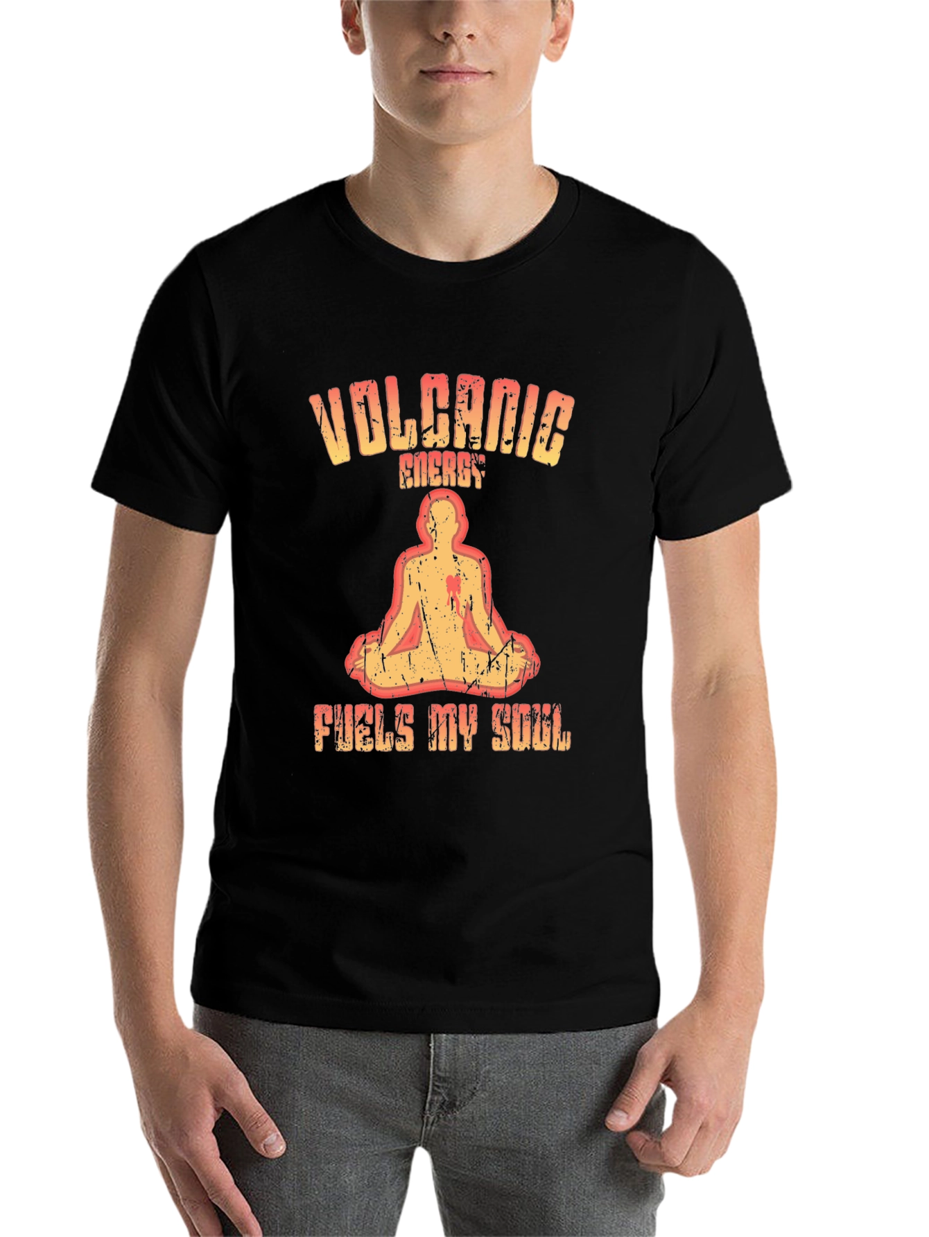 Black Volcanic Energy Graphic Tee - Men's Black T-Shirt view 7