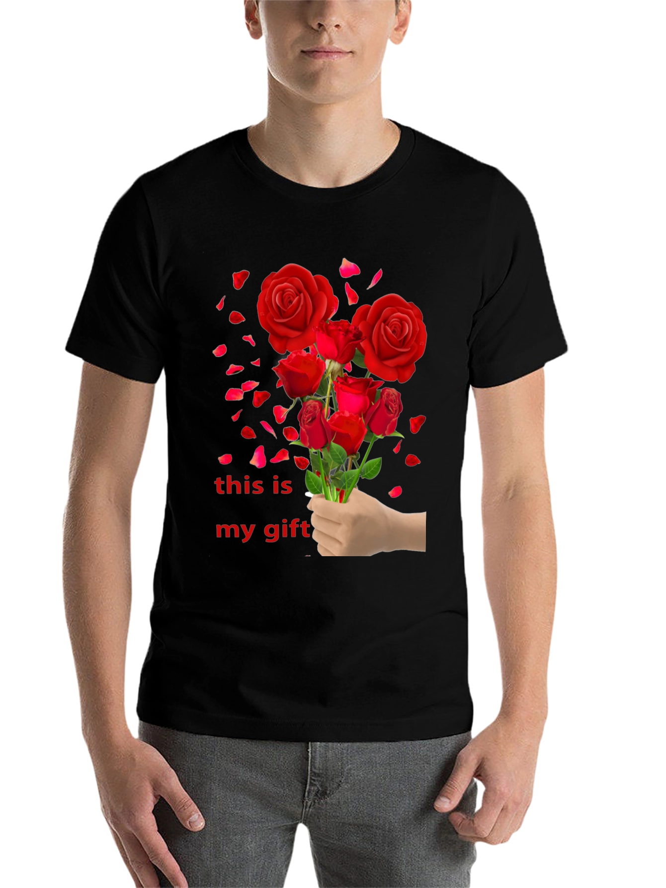 Black Red Roses Gift T-Shirt view 7
