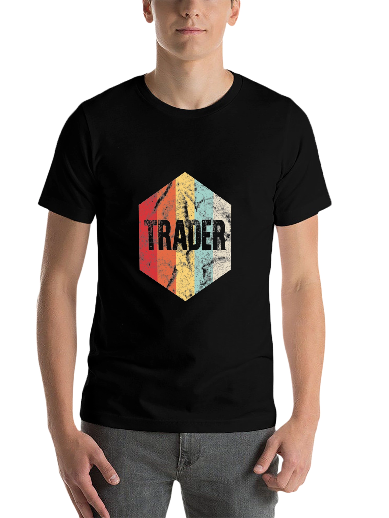 Black Vintage Trader T-Shirt - Retro Investment Style view 7