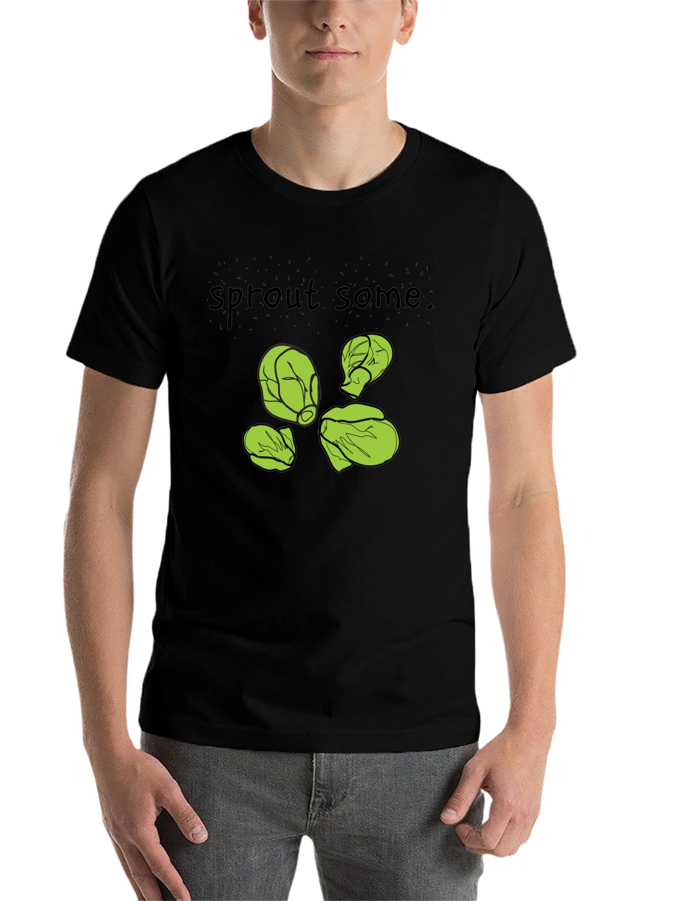 Black Sprout Some T-Shirt -  Black, Cotton, Humorous Design view 7