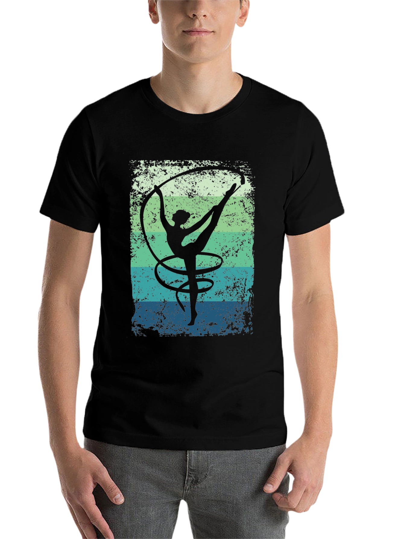 Black Rhythmic Gymnastics T-Shirt Retro Design view 7