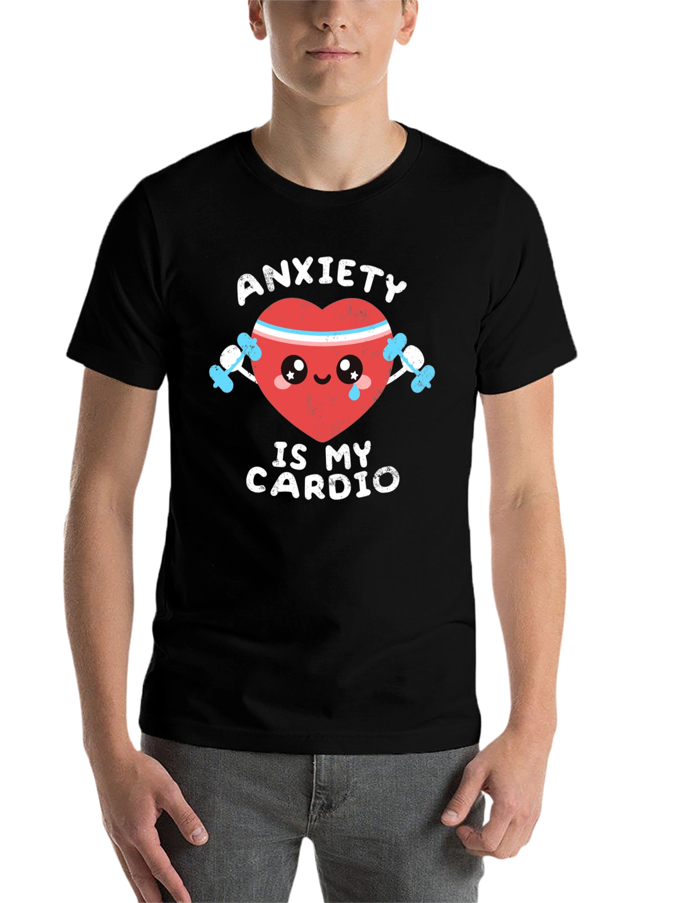 Black Anxiety Is My Cardio Funny Graphic Tee view 7