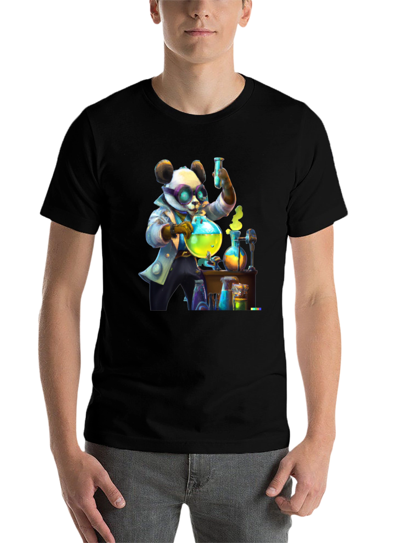 Black Mad Scientist Panda T-Shirt view 7