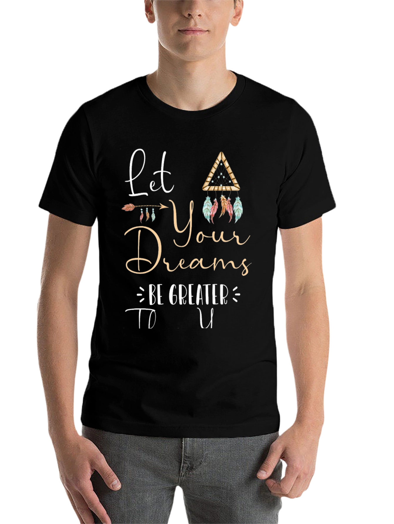 Black Inspirational Graphic Tee - Let Your Dreams Be Greater view 7