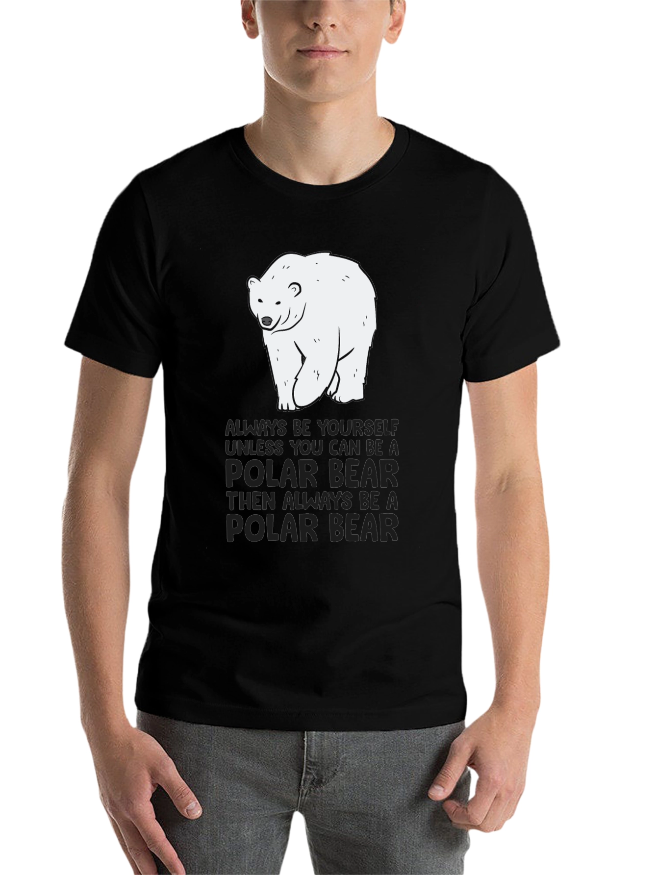Black Polar Bear T-Shirt - Always Be Yourself Graphic Tee view 7
