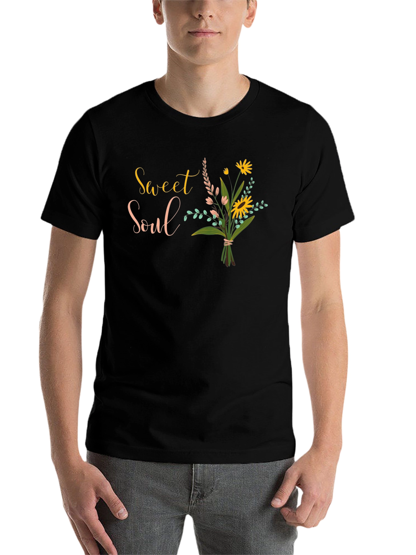 Black Sweet Soul Floral Graphic Black T-Shirt view 7
