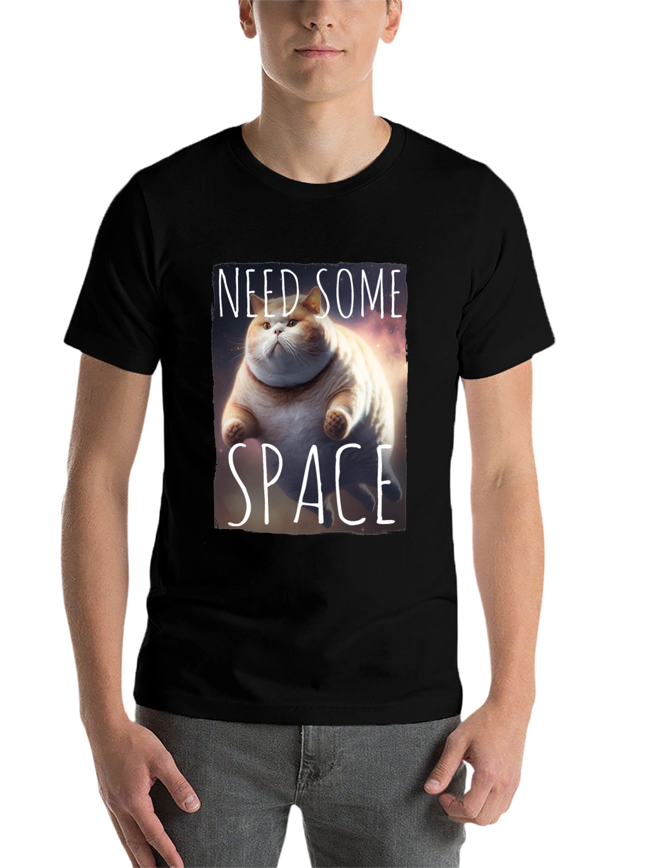Black Need Some Space Cat T-Shirt view 7