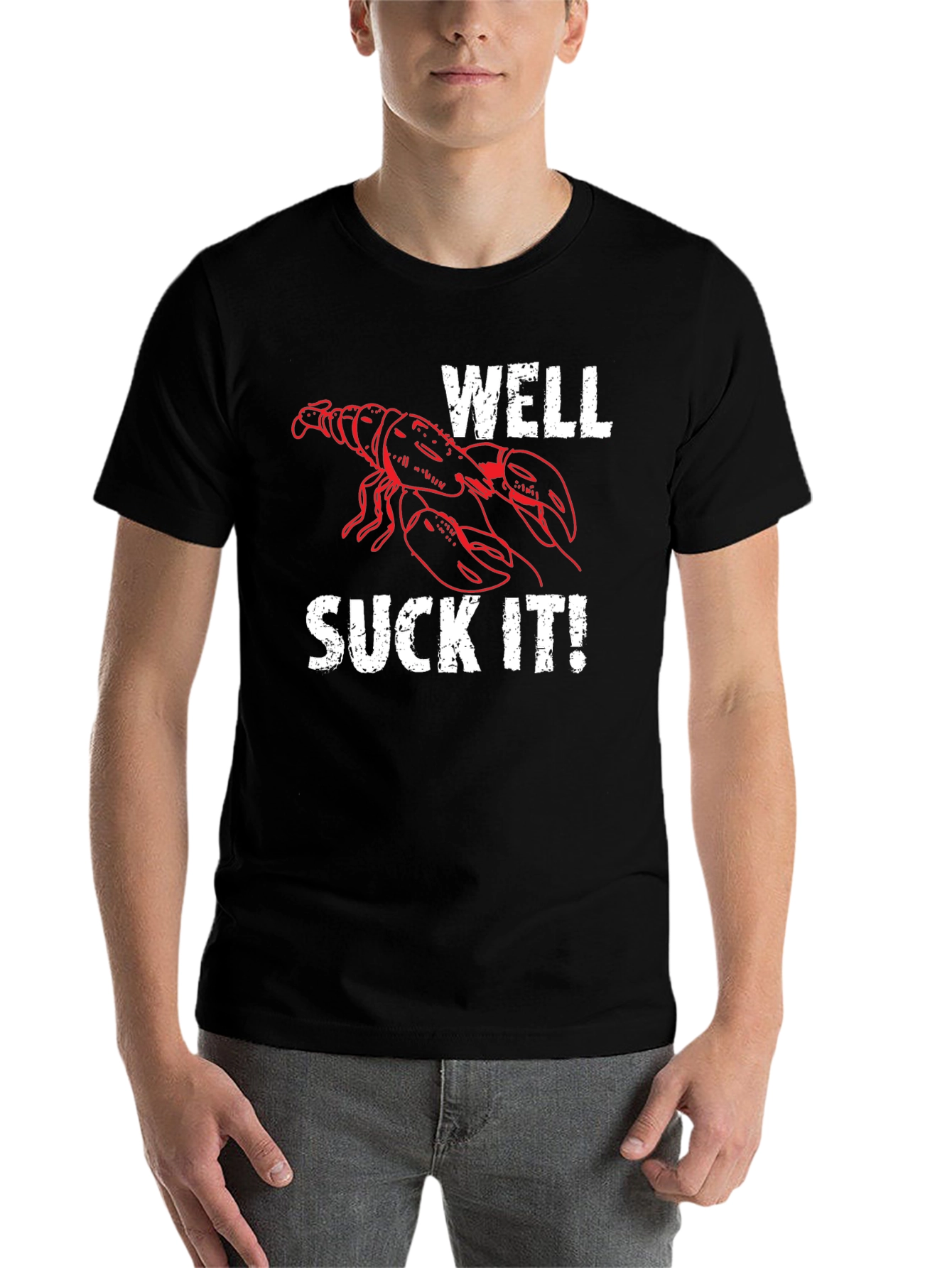 Black Well Suck It! Lobster Graphic T-Shirt - Funny Seafood Tee view 7