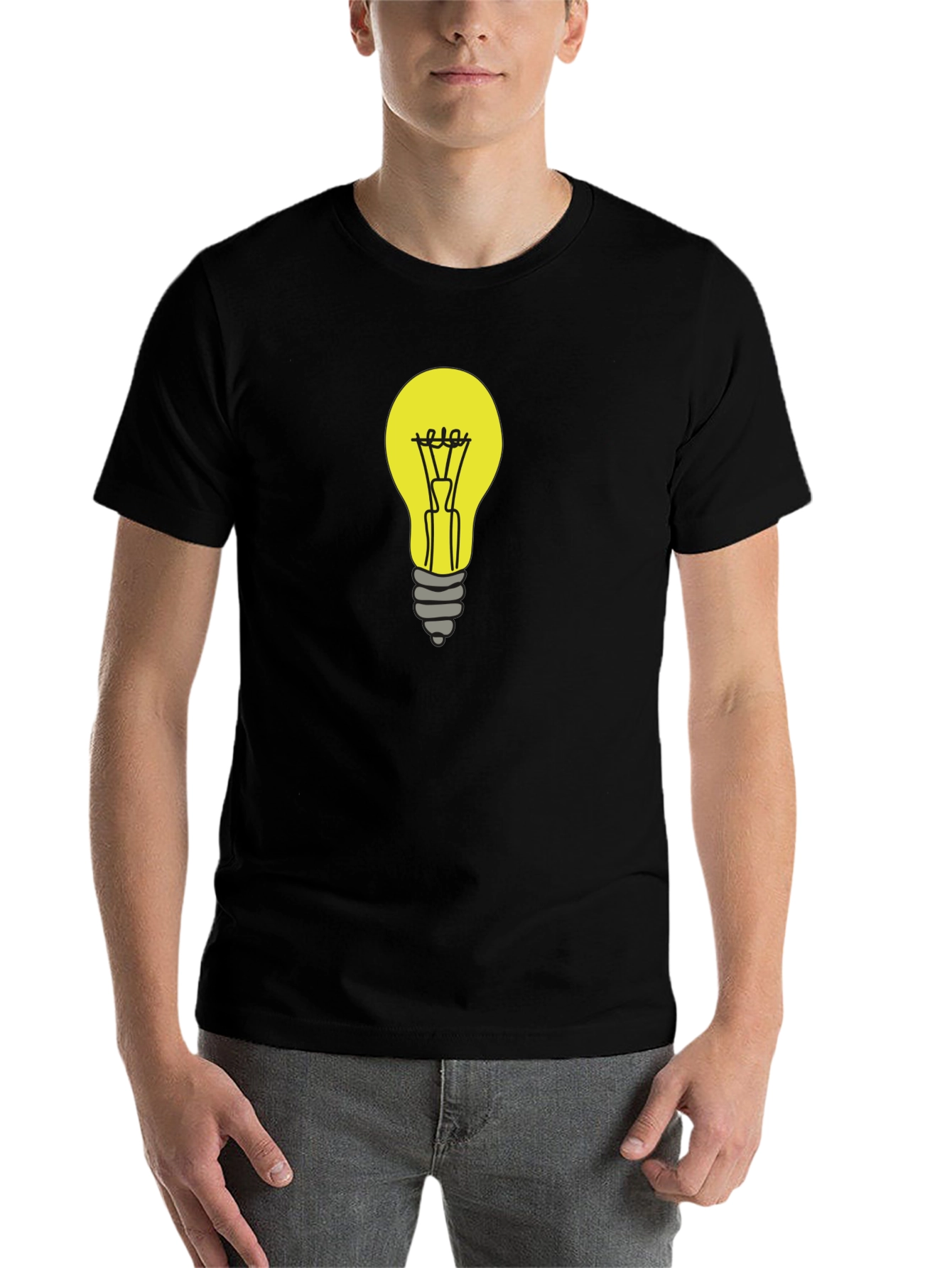Black Light Bulb Graphic Tee - Black Cotton T-Shirt view 7
