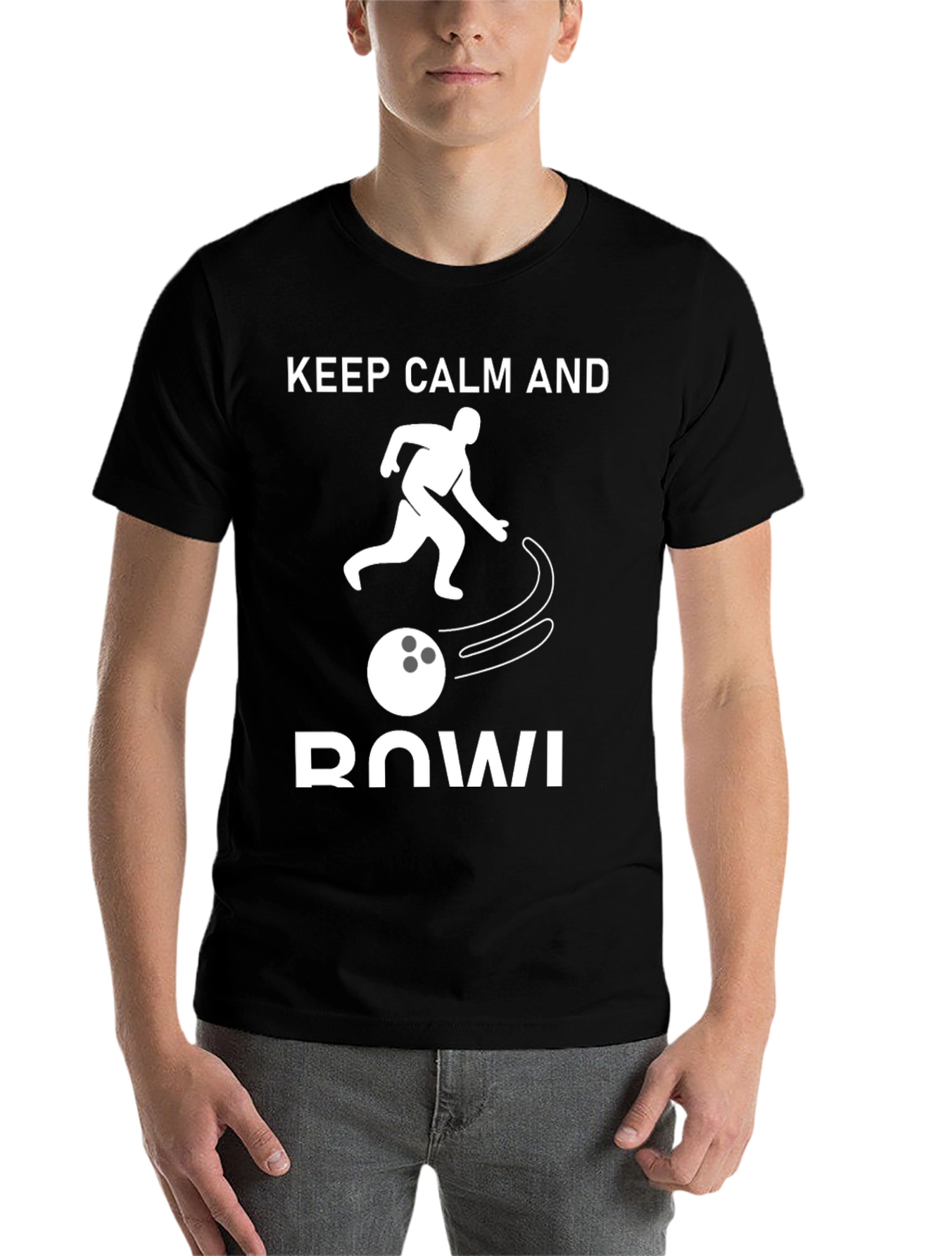 Black Keep Calm and Bowl T-Shirt view 7