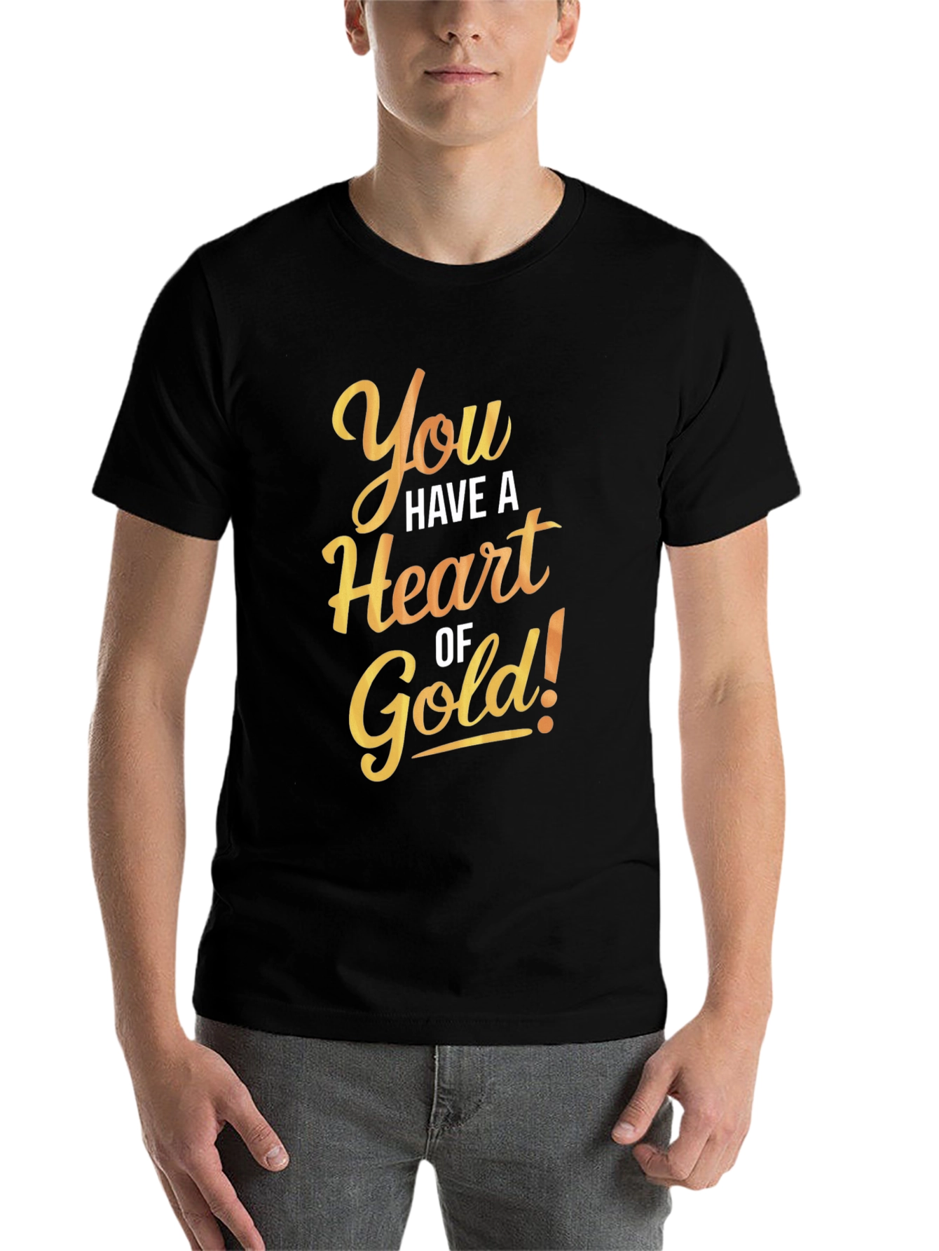 Black Heart of Gold Graphic Tee - Black Cotton Casual T-Shirt view 7