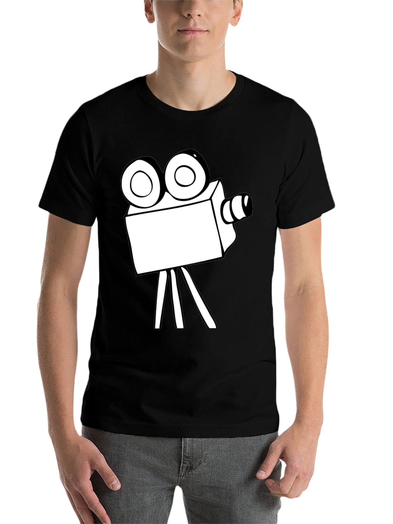 Black Retro Movie Camera Graphic T-Shirt view 7